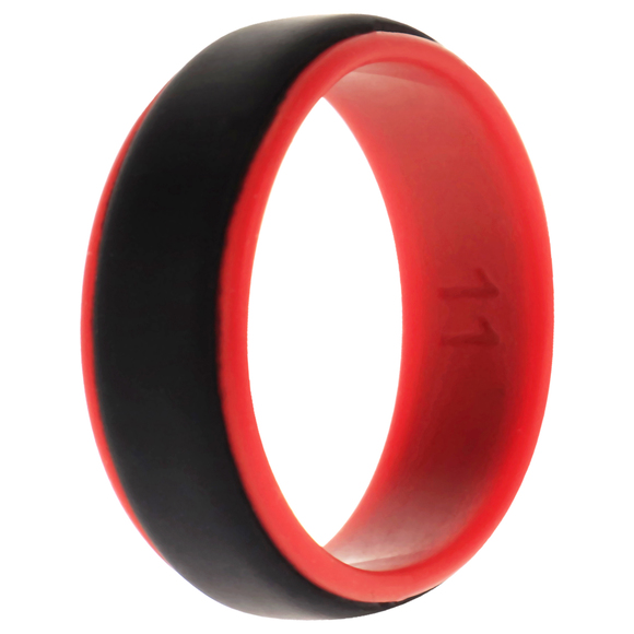 Silicone Wedding 2Layer Step Ring - Red-Black by ROQ for Men - 11 mm Ring - Picture 1 of 1